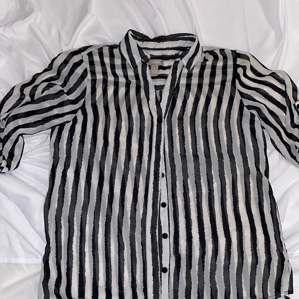 Chico’s Black and White Sheer Blouse